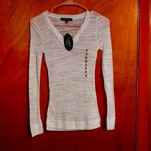 Long Sleeve White Burn out Top